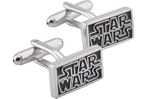 Beaux Bijoux Star Wars Logo Cufflinks - Black Novelty Cufflinks with Silver Inscription