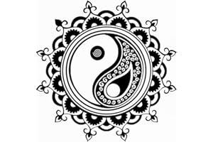 ARTISTIC SPONGE Pochoir rond Mandala Yin Yang réutilisable A3 A4 A5 et plus grandes tailles pour décoration murale / M14 (pochoir réutilisable en PVC, taille M – 100 x 100 cm)