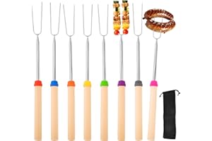 MINXIN 8 Pièces Brochettes pour Barbecue, Fourchettes Marshmallow Brochette, Réutilisable Accessoire Barbecue