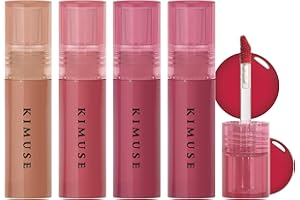KIMUSE Gleamy Gloss Lip Stain Set, Resplandor Brillo de Labios de larga duración, Tinte de labios de color vivo con acabado hidratante sin peso y no pegajoso