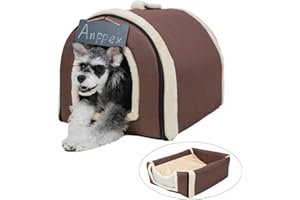 ANPPEX Caseta Perro Interior, Casa Perro Interior, Cama Cueva para Perro 2 en 1, Iglú para Perros, Talla L para Perro Pequeño, Marrón