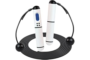 HAPHOME Corde à Sauter Sport,Corde à Sauter sans fil avec Compteur Calories et Minuterie,Jump Rope Réglable,LCD écran montrant,Poignées Antidérapantes pour Adulte,Enfant