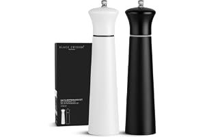 Black Sweden Home® Design Salt- och pepparkvarn Svart Vit - 22cm - Keramikkvarn - Stor kryddkvarn - Pepparsaltkvarn Set - Enk