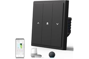 BSEED Interruptor Inteligente Mate,Control de Voz,Control de APP,Requiere Cable Neutro,1 Gang 1 Vía,Negro 86mm