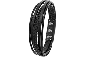 s.Oliver Armband Edelstahl/Leder für Herren, Armschmuck, Kommt in Schmuck Geschenk Box