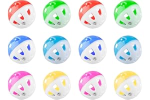 Tabanzhe Jingle Cat Bell Ball - 12PCS Interactive Play Toys for Indoor Training (Random Color)