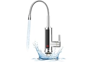 babikeen Wasserhahn mit Durchlauferhitzer, Elektrischer Wasserhahn mit Durchlauferhitzer, 360° Drehbarer LED Durchlauferhitzer Wasserhahn, 220V 3000W Elektrischer Wasserhahn