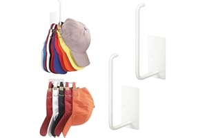 Letohoumia 2er Pack Cap Halterung Wand - Cap Halter Edelstahl Kappenhalter für Baseballcaps & Mützen (15cm) - Starke Klebe- oder Schraubmontage an Tür, Wand, Schrank - Organisiert bis zu 20 Hüte