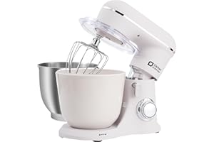 Kitchen in the box Impastatrice Planetaria，2 Ciotole 4,5 L+5 L Impastatrice Professionale, 10 Velocità con Uncino Impastatore, Mescolatore, Frusta Sbattitric, 1300W (Bianco Ghiaccio)