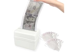 SUBTAVIK Tirelire pour gâteau d'argent, Tirelire pour gâteau, Tirelire avec 20 Sacs Transparents, Tirelire pour gâteau d'anniversaire, décoration de fête (Blanc)