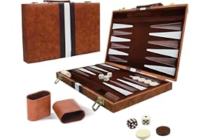 KBIBCK Backgammonset, Backgammon fodral, klassiska brädspel för 2 spelare, bärbart resestrategispel set med högkvalitativt PU