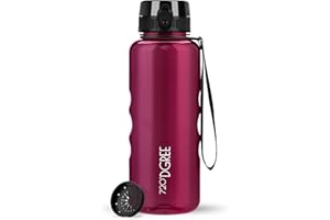 720°DGREE Borraccia 1,5Litri “uberBottle“ +Setaccio, crystalClear- Senza-BPA, Prova di Perdite - Bottiglia, Borracce d'Acqua Sportiva per Palestra, Studio Fitness, Gym, Workout, Escursioni, Università