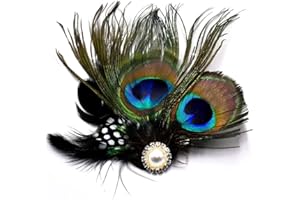 PPGGOPP Spinka do włosów z pawskimi piórami, fascynator pawie, spinka do włosów dla kobiet, paw opaska na głowę, spinka do włosów z lat 20., Spinka do włosów piórkowych (kolor B)