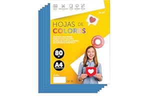 Fogli Colorati A4 80g per Stampanti e Lavoretti Manuali, Blocco di Carta Colorata Assortita per Bambini, Pacchetto di Fogli Colorati per Biglietti M-Office (50 fogli, Blu)