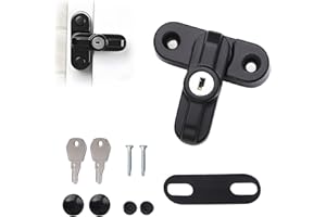 Tissting Blocca Finestra, Regolatore Della Finestra con 2 Chiavi, Alluminio Limitatore Apertura Finestra 45mm Forma di T Serratura Bambini Sicurezza per Porta Finestra Protezione per Finestra Nero