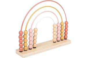 Ronyme Rainbow Wooden Counting Bead Abacus Wooden Abacus with Colorful Beads Learning Game Add Subtract Abacus for Sensory Toy Kids Bookshelf Decor, pink