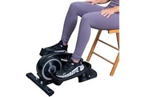 YYFITT Under Desk Elliptical Machine w/Luminous Digits, Pedal Exerciser w/Big Pedal, Adjustable Resistance for Home & Office Daily Workout, 2-in-1 Seat & Stand Up Exercise w/Detachable Display