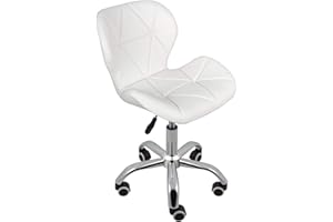 Charles Jacobs Home Office Swivel Computer Desk Chair with a Height Adjustable Chrome base and Wheels - White PU