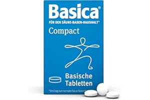 ‎BASICA Basica® Compact kleine Basentabletten zum Schlucken | für normale Säure-Basen-Balance | praktisch auch für unterwegs, vegan, laktosefrei, ohne Zucker | verschiedene basische Mineralien, 360 Stück