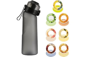 GQJQTION Air Water Bottle Cup With Straw&Pods,650ML Sports Air Water Bottle Flavour Pods Cup Pack Set,BPA Free,Scented, 0 Sugar,0 Calorie,New Fruit Fragrance Water Bottle for Gym and Outdoor,Black