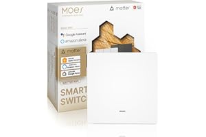 MOES Matter Wlan Smart Lichtschalter Unterputz Kompatibel mit Apple Home/Alexa/Google Home/Smart Things,1 Fach 1 Wege Smart Switch Erfordert Neutralleiter,Speicher nach dem Ausschalten