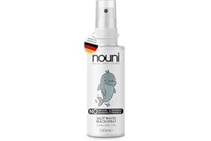 nouni Sea Salt Spray pour enfants - Spray coiffant pour cheveux naturels de plage - Avec sel de mer et glycérine - Sans parfum, végétalien, sans silicone - Laque sans rinçage pour cheveux sensibles