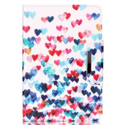 iPad Mini Hülle, iPad Mini 2 Hülle, iPad Mini 3 Hülle,Ukayfe iPad Hülle Schutzhülle Etui Tasche für Apple iPad Mini 1/2/3 Smart Case Ledertasche Schutzhülle Hüllen Tasche Leder Hülle Ultra Slim Lederhülle Flip Case Etui mit Standfunktion für iPad Mini 1/2/3 mit 1x Schwarz Eingabestift (iPad Mini 1/2/3:Buntes Liebes Herz Muster) - 2
