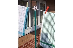 QOMFY Prop Cerradura de mariposa normal Metal galvanizado Jardín Línea de lavado al aire libre Paños de poste extensible Soporte de lavandería Poste telescópico fuerte Airer 1 paquete