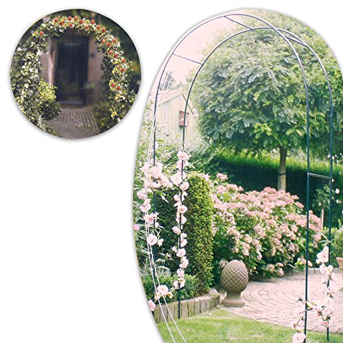 Pergola für Rosen Rosensäule Rankhilfe Ranksäule Wuchshilfe Rosenbogen 2,4 m hoch 1,4 m breit aus grünen Stahlrohren
