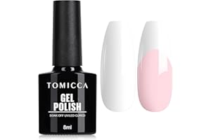 TOMICCA Gel Nail Polish, White Color Gel Polish Soak Off UV LED Gel Varnish Nail Art Manicure Salon DIY for Professional, Salon & Home 8ml