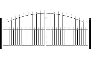 GENERIC Manor Ball Top Metal Arched Driveway Gates Galvanised Wrought Iron Dual Swing Gate (3048mm (10ft) Gap x 1220mm High MAZP19)
