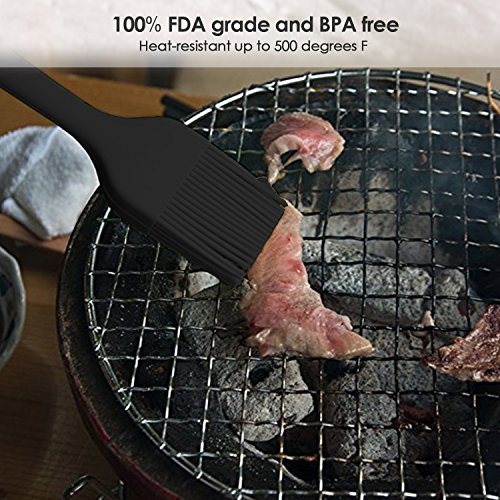 10 Küchenutensilien aus Silikon Sets, Home cookingtools enthält Backen Spoonula, Pinsel, Schneebesen, klein und groß Pfannenwender, Schöpflöffel, Schlitz Turner & Löffel, Zange, Pasta Gabel (Schwarz) - 7