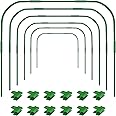 6 Pack Greenhouse Hoops, 86 x 110 cm Garden Hoops with Detachable Stakes, 12Pcs Greenhouse Clamps, Tall Plant Grow Tunnel Hoop, Rust-Free Grow Tunnel, Support Hoops for Garden Fabric, Diameter 11 mm