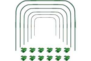 YUNSTK 6 x tunel do roślin, 86 x 110 cm, opony ogrodowe do pokrycia rzędów, łuki tunelowe ze stali nierdzewnej z powłoką z tworzywa sztucznego, opony szklarniowe do pokrycia roślin, średnica 11 mm