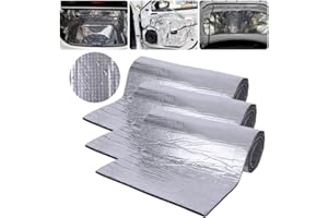 TRAFAGALA Dämmmatte auto Dämmung Stärke Selbstklebende Dämmschaummatte Motorraumdämmung Schalldämmung Schaumstoff Fahrzeug-Isolierung Isoliermatte ,200x50x1cm,3 stück silber