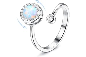 Milacolato Pierre Naturelle Bague Femme Homme Opale Ajusteur Bague Argent 925 Plaqué Or Moonstone Fidget Bague Ouvert Réglable Spinner Knuckle Promise Mariage Fiançailles Bagues Avec Coffret Cadeau