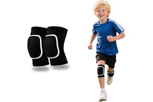 HUSHRICH Knee Pads for Kids Age 6-12 Years, Volleyball Knee Pads Thick Sponge Youth Boys Girls Anit-Slip Sport Knee Support Kneepads Brace for Volleyball Dance Yoga Running Climbing (Black)