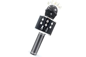 Tikimoon Microfono wireless per karaoke per bambini,popolare canto senza fili,microfono Bluetooth con altoparlante, microfono palmare per bambini, ragazzi e ragazze, giocattoli di apprendimento (nero)