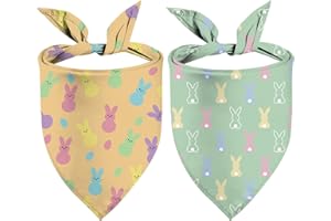 SARYBEI Hundehalstücher für Osterhasen – Osterhase Peeps Hunde-Outfits – 2 Stück, verstellbar, dreieckig, doppellagig, wendbar, Haustierhalstücher für kleine, mittelgroße und große Hunde
