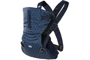 Chicco EasyFit Portabebés Ergonómico de 0 Meses a 9 kg, Mochila Bebé Fácil de Usar para Llevar el Bebé Mirando hacia los Padres, Mochila Portabebés con Sujeción para Cabeza y Cuello, Azul (Oxford)