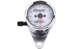 Aramox Motorcycle Speedometer, Universal Speedometer with Dual Digital Display KM/H (Silver)