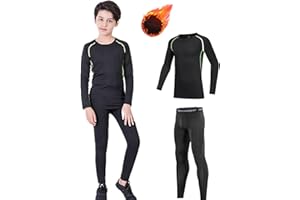 STARTSEITE Kids Base Layer - Athletic Kids Thermal Long Sleeve Top and Leggings Compression Set for Sport Football Basketball Ski