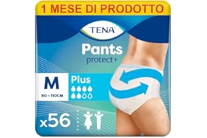 TENA Pants Plus Medium (M) Pacco Scorta Mensile - Mutandine assorbenti , elasticizzate e monouso, per perdite urinarie, unisex, discrete e confortevoli, 4 confezioni x 14 pezzi