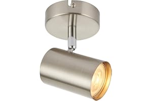 NATIONAL LIGHTING Arezzo Adjustable Single Spotlight - IP20 Rated Dimmable Ceiling Spot Lighting - Decorative LED Wall Lights - 7W 240V LED GU10 (Not Included) - Satin Chrome Finish
