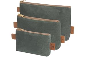 FIREDOG Canvas Zipper Pouch, Tool Pouch Organizer, 16OZ Waxed Canvas Small Zipper Bag Pouch,Water Resistant for Storage Pouches(Green)