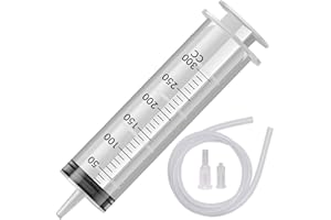 Hentek 300ml Jeringa de Plástico, Jeringa Grande con 1.35m Tubo Flexible PVC para Alimentación Perfumes Alimentacion Lubricantes sin Aguja