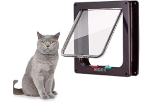 Itian Gattaiola Porta Portina per Gatti e Cani, Entrata e Uscita Controllabile, Materiale ABS (Marrone)