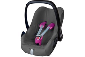ByBoom® - Funda de verano/funda hecha de 100% algodón, funda universal para portabebés (Moisés), asiento de coche, por ejemplo, Maxi-Cosi CabrioFix, Pebble, City SPS, Color:Gris