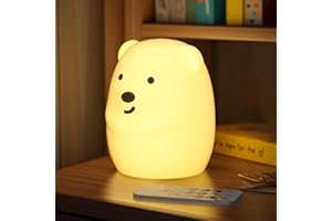 NAHKZNY Veilleuse Enfant Veilleuse Bébé 9 Couleurs Veilleuse LED Ours Lampe de Chevet Enfant Multicolore Rechargeable USB avec Télécommande Cadeau pour Enfant Adulte