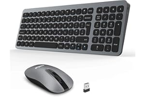 LeadsaiL Wireless Keyboard and Mouse Set, Wireless USB Mouse and Compact Computer Keyboards Combo, QWERTY UK Layout for HP/Lenovo Laptop and Mac